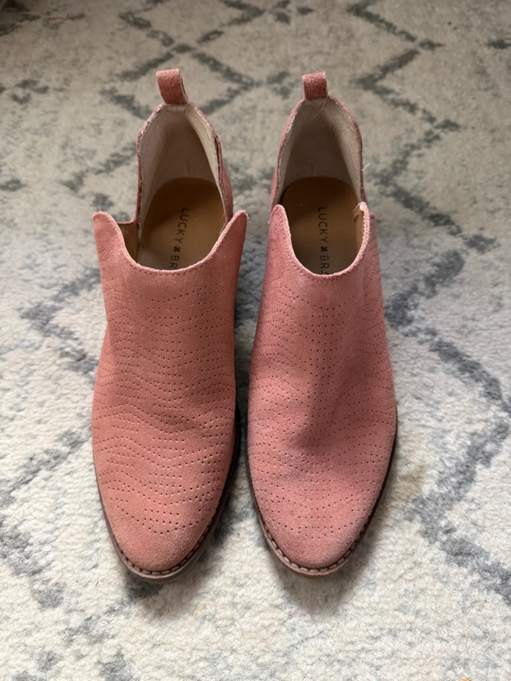 Lucky Brand Pink Suede Ankle Booties
